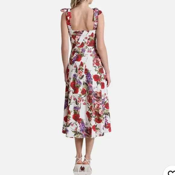 Avec Les Filles Linen-Blend Red/Purple Floral-Print Fit
Flare Midi Dress - Picture 3 of 7